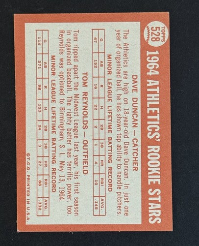 1964 Topps Set-Break #528 Dave Duncan  Mint Sharp Clean Rc High End Rookie