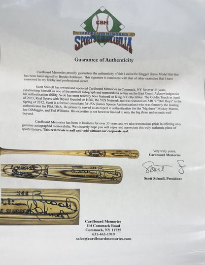 Brooks Robinson Signed Genuine LS Game Model S44 Bat Orioles Hof Auto CBM Coa