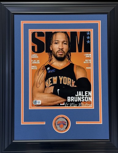 Jalen Brunson Signed Slam Magazine Cover Framed Ny Knicks Mint Auto BAS Coa