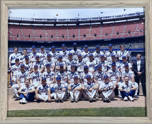 1990 Ny Mets Complete Team Signed 16x20 Framed Photo Strawberry 39 Auto Coa 1/1