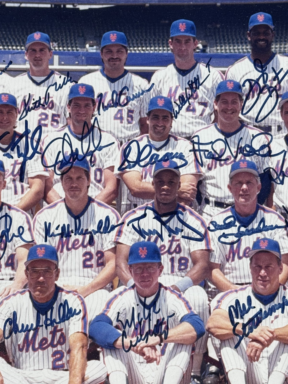 1990 Ny Mets Complete Team Signed 16x20 Framed Photo Strawberry 39 Auto Coa 1/1