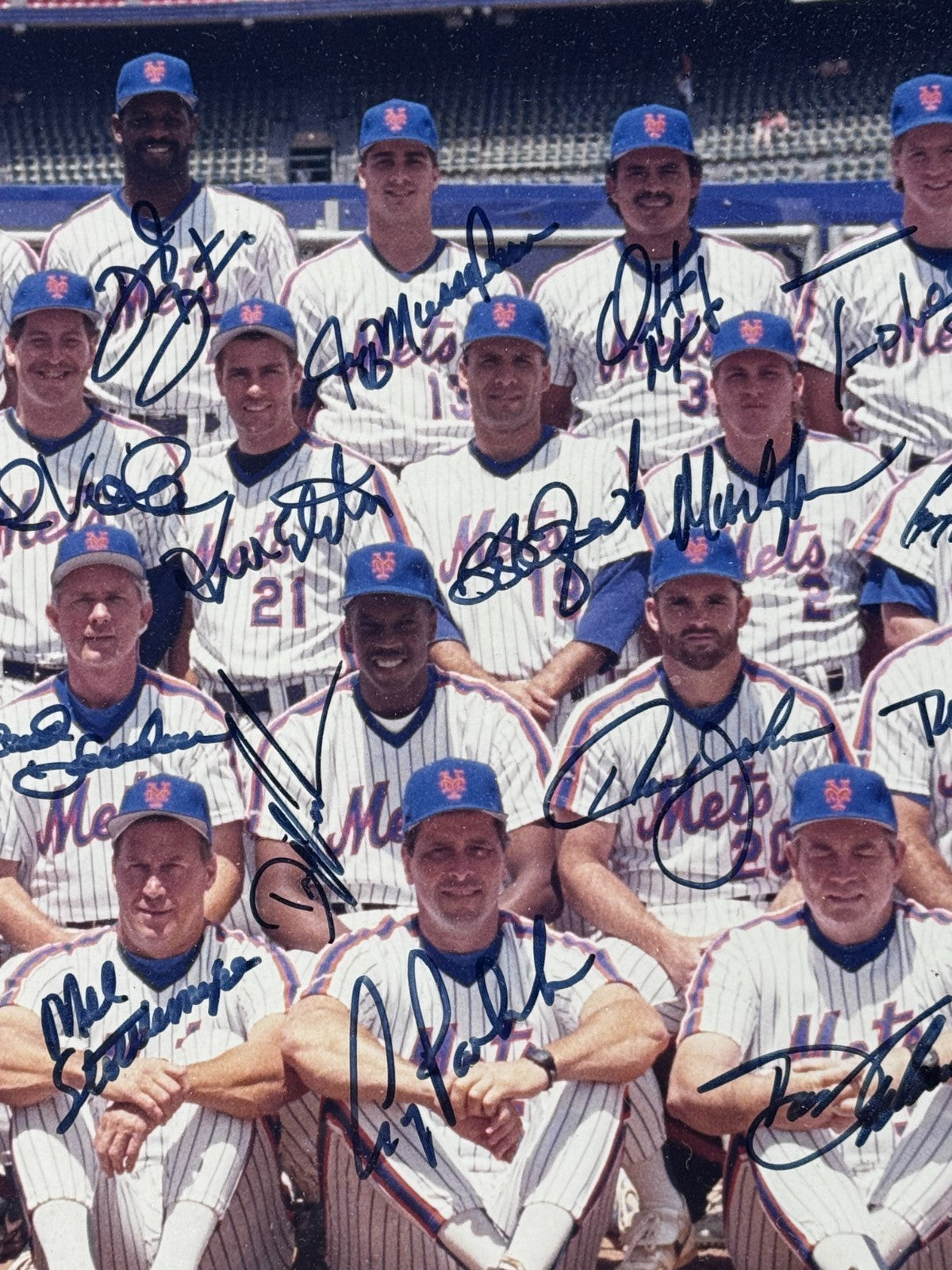 1990 Ny Mets Complete Team Signed 16x20 Framed Photo Strawberry 39 Auto Coa 1/1
