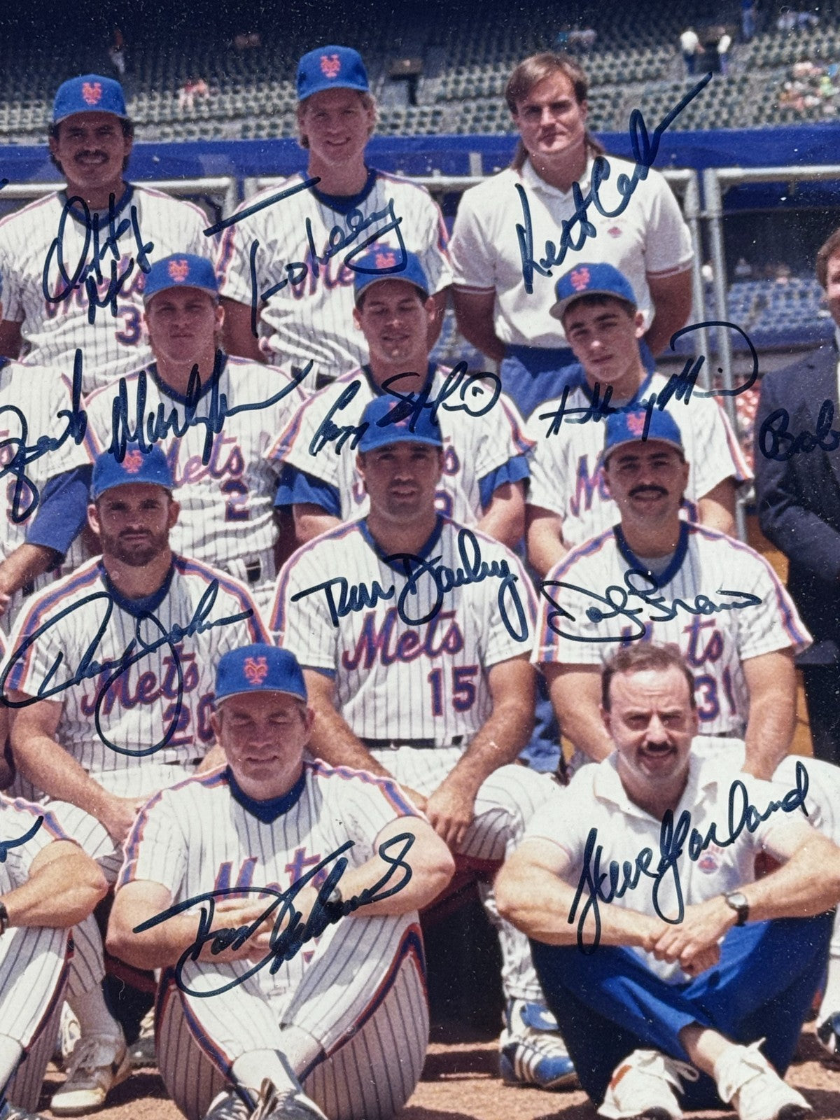 1990 Ny Mets Complete Team Signed 16x20 Framed Photo Strawberry 39 Auto Coa 1/1