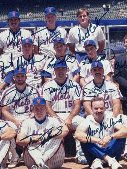 1990 Ny Mets Complete Team Signed 16x20 Framed Photo Strawberry 39 Auto Coa 1/1