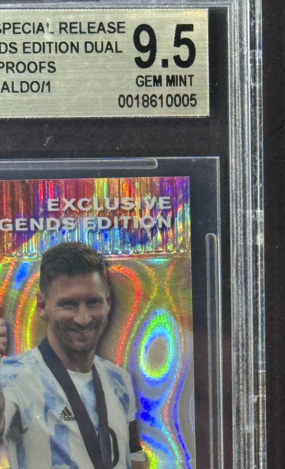 2024 Leaf Metal Legends Dual Lava Burst Lionel Messi /Ronaldo BGS 9.5 Mint  1/1