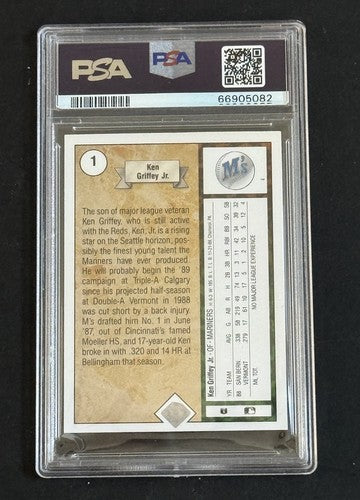 KEN GRIFFEY JR 1989 UPPER DECK #1 STAR ROOKIE PSA 7 DEAD CENTERED RC CARD Nicer