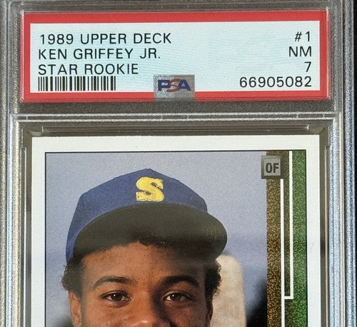KEN GRIFFEY JR 1989 UPPER DECK #1 STAR ROOKIE PSA 7 DEAD CENTERED RC CARD Nicer
