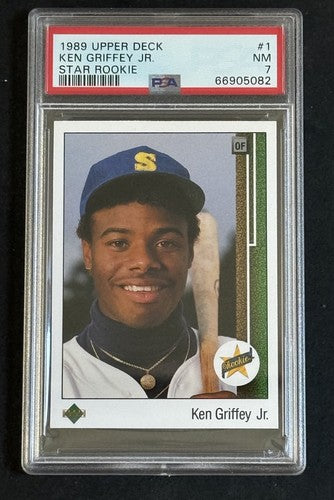 KEN GRIFFEY JR 1989 UPPER DECK #1 STAR ROOKIE PSA 7 DEAD CENTERED RC CARD Nicer