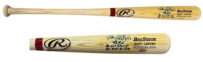 Gary Carter Signed 4 Stat Bat HOF The Kid WS Champ AS MVP Auto Mets RJ.com COA