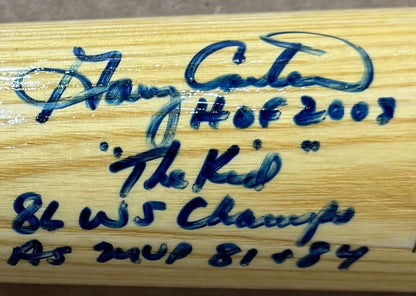 Gary Carter Signed 4 Stat Bat HOF The Kid WS Champ AS MVP Auto Mets RJ.com COA