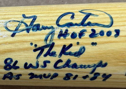 Gary Carter Signed 4 Stat Bat HOF The Kid WS Champ AS MVP Auto Mets RJ.com COA