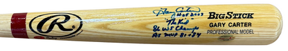 Gary Carter Signed 4 Stat Bat HOF The Kid WS Champ AS MVP Auto Mets RJ.com COA