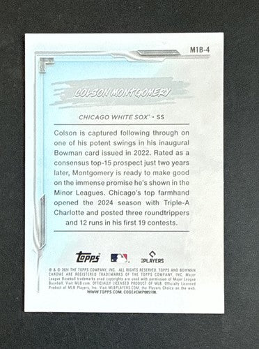 Colson Montgomery 2024 Bowman Chrome M1B-4 My 1st Bowman True Gold Refractor /50