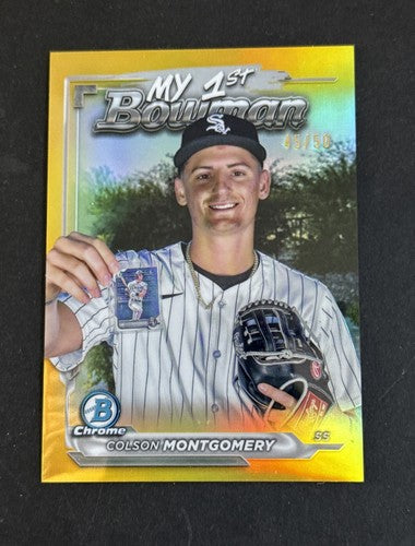 Colson Montgomery 2024 Bowman Chrome M1B-4 My 1st Bowman True Gold Refractor /50