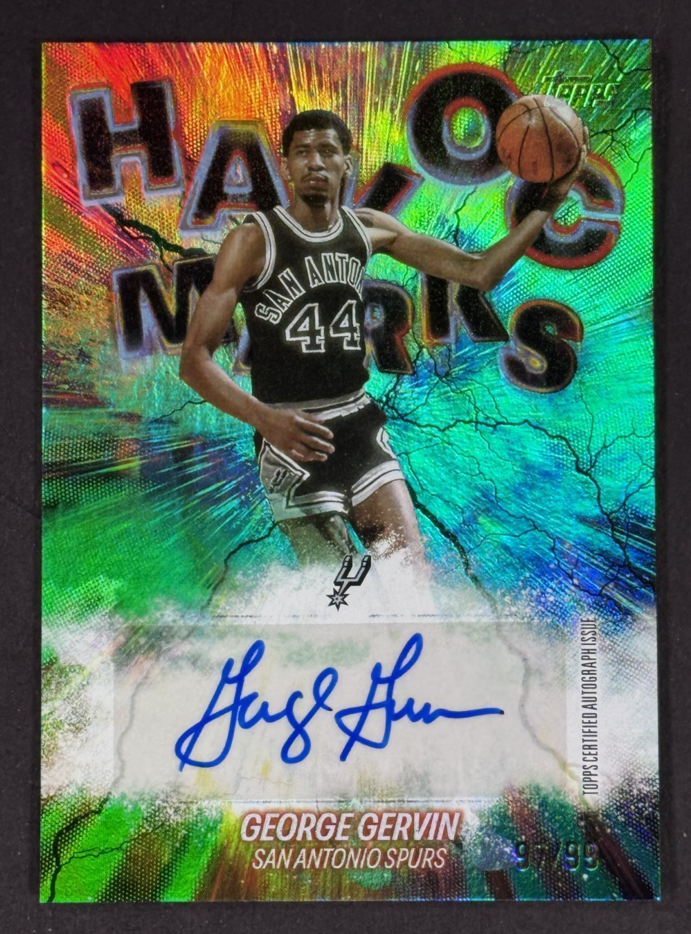 2025-26 Topps Chrome NBA George Gervin Havoc Marks Green Mint Auto /99 Spurs HOF