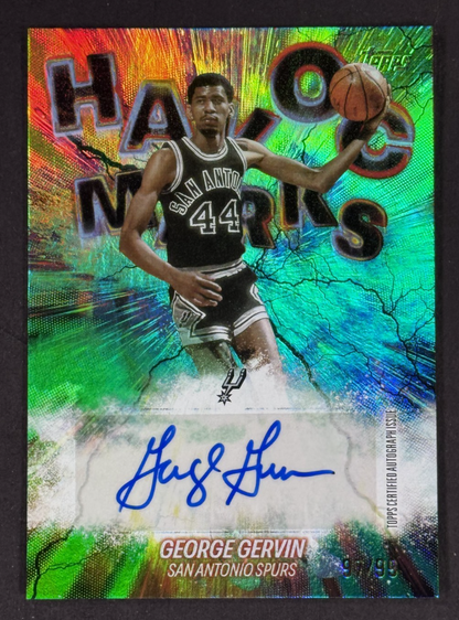 2025-26 Topps Chrome NBA George Gervin Havoc Marks Green Mint Auto /99 Spurs HOF