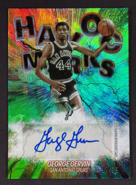 2025-26 Topps Chrome NBA George Gervin Havoc Marks Green Mint Auto /99 Spurs HOF