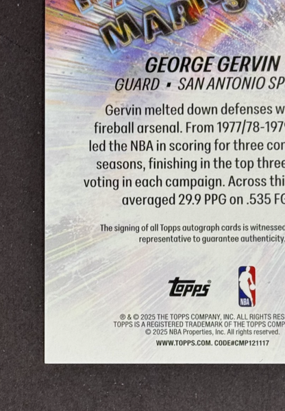 2025-26 Topps Chrome NBA George Gervin Havoc Marks Green Mint Auto /99 Spurs HOF