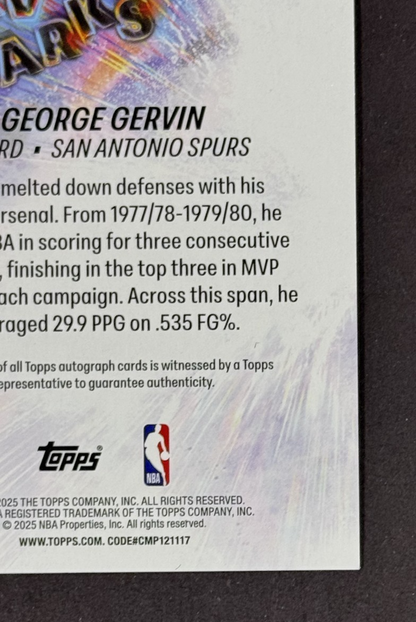 2025-26 Topps Chrome NBA George Gervin Havoc Marks Green Mint Auto /99 Spurs HOF
