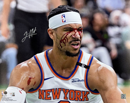 Josh Hart Signed 16x20 Framed Bleeding Playoff Photo NY Knicks Auto Fanatics COA