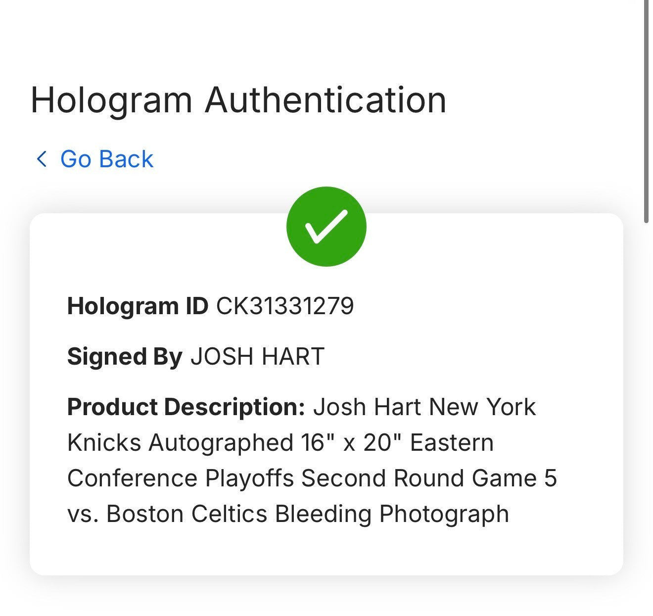 Josh Hart Signed 16x20 Framed Bleeding Playoff Photo NY Knicks Auto Fanatics COA