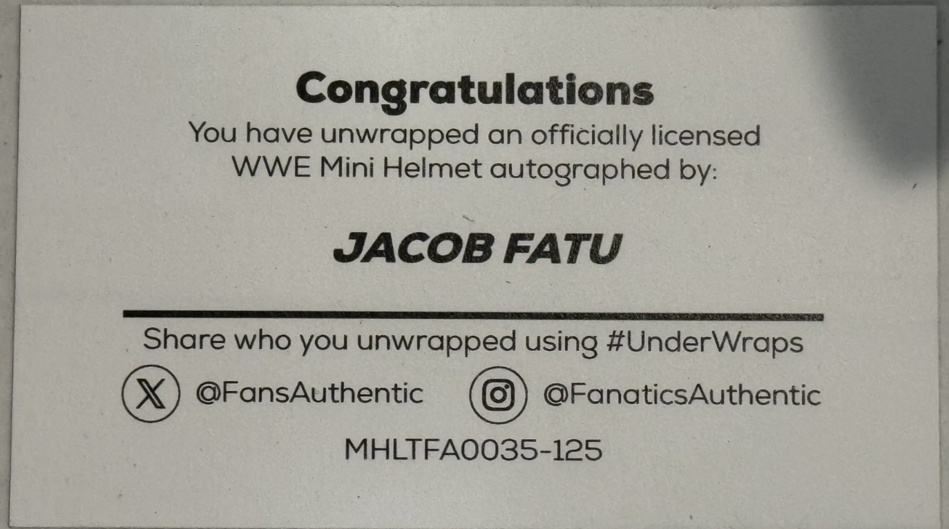 Jacob Fatu Signed Riddell Wrestlemania 42 Mini Helmet LE /25 Auto Fanatics COA