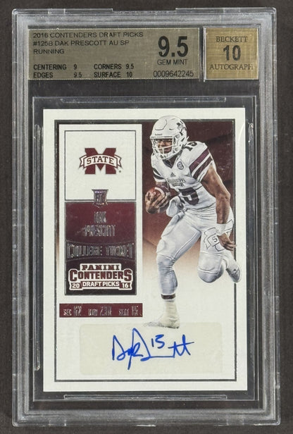 2016 Panini Contenders DP Dak Prescott RC Auto #125B BGS 9.5 GM Auto 10 Cowboys