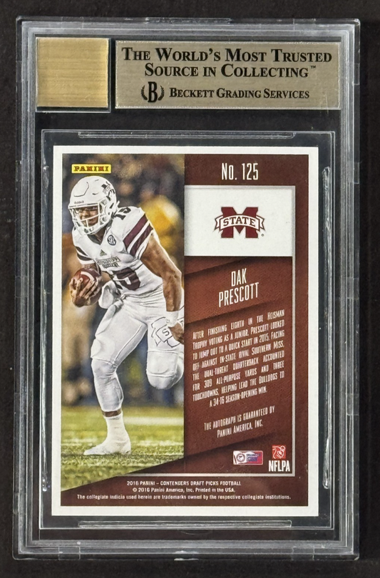2016 Panini Contenders DP Dak Prescott RC Auto #125B BGS 9.5 GM Auto 10 Cowboys