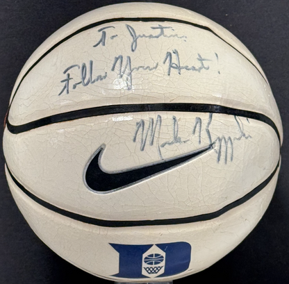 Mike Krzyzewski Coach K Signed Mini Duke Basketball ins To Justin Auto CBM COA
