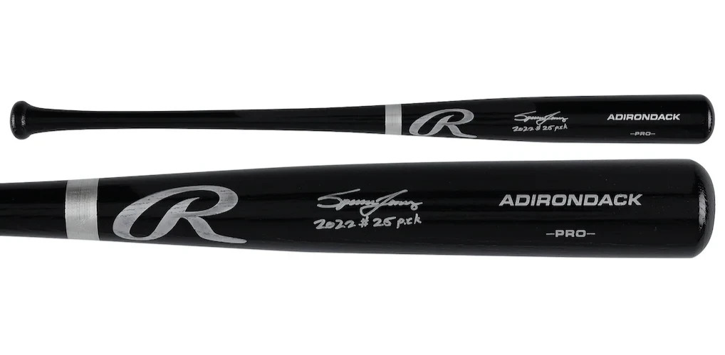 Spencer Jones Yankees Signed Adirondack Pro Bat 2022 #25 Pick Auto Fanatics Coa