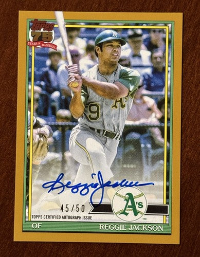Reggie Jackson 2026 Topps Series 1 #91A-RJK GOLD 45/50 Mint Auto Oakland A’s HOF