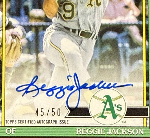Reggie Jackson 2026 Topps Series 1 #91A-RJK GOLD 45/50 Mint Auto Oakland A’s HOF
