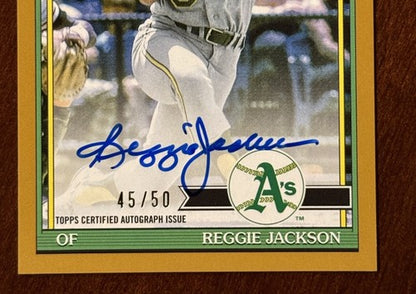 Reggie Jackson 2026 Topps Series 1 #91A-RJK GOLD 45/50 Mint Auto Oakland A’s HOF