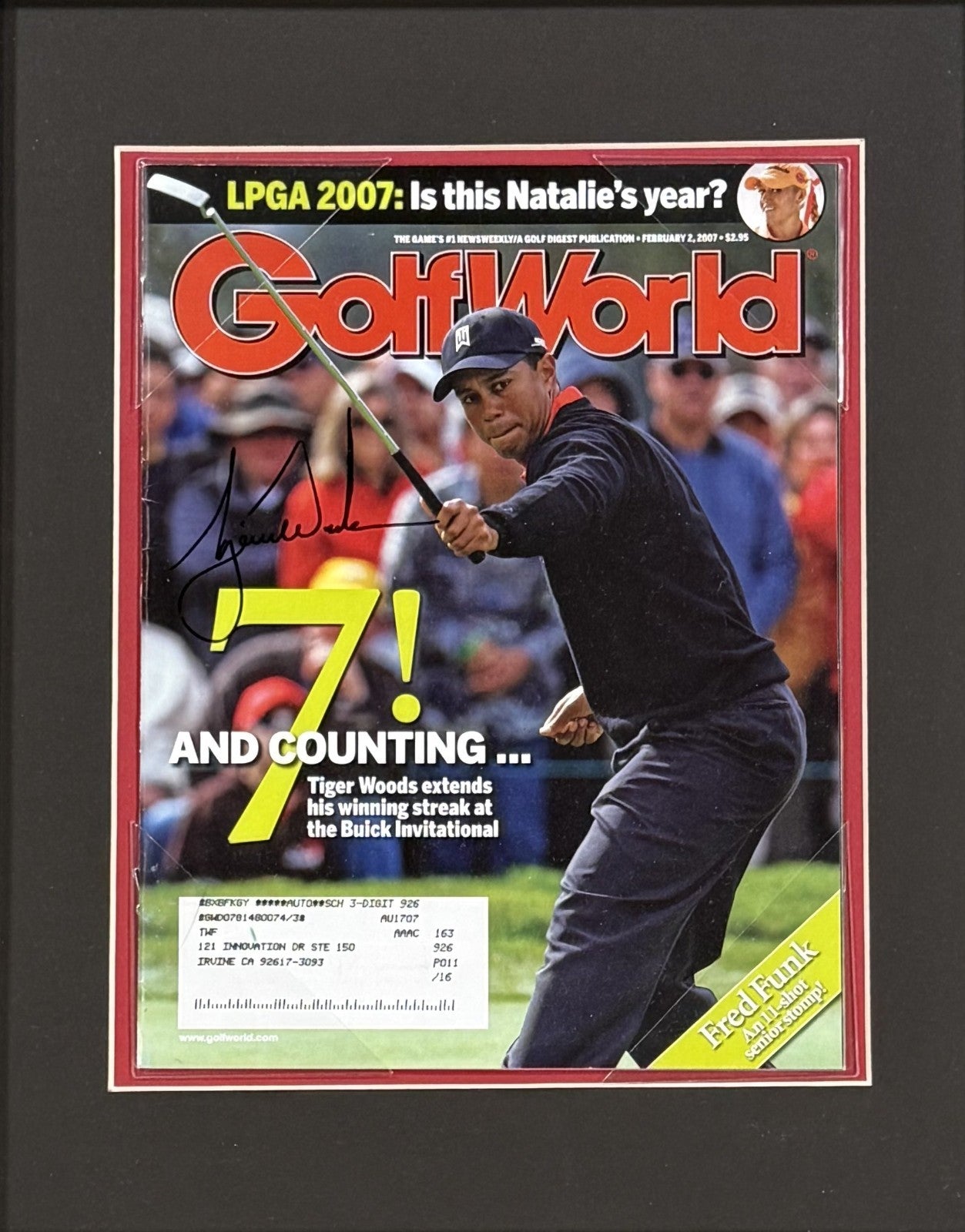 Tiger Woods Signed Golf World Magazine Framed 7 Counting Auto TW Foundation COA