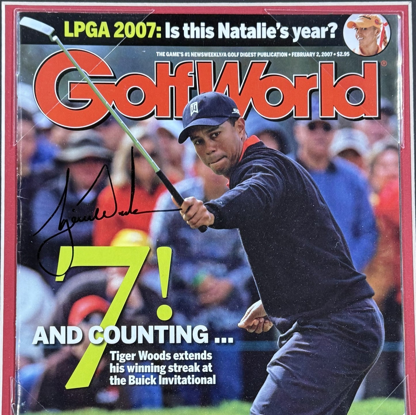 Tiger Woods Signed Golf World Magazine Framed 7 Counting Auto TW Foundation COA