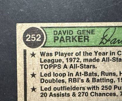 1974 Topps #252 Dave Parker Rookie EX + Dead Centered Nice Pirates HOF Rc