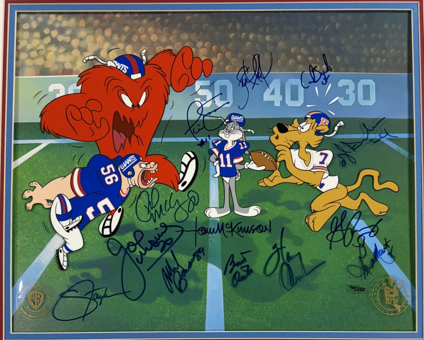 1986 /87 Super Bowl Ny Giants Team Signed Framed Photo Cel Simms Taylor Auto JSA
