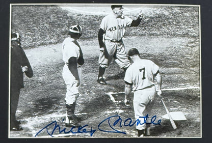 Mickey Mantle Signed 6x8 Original Type 1 Photo Framed Yankees W/Pin HOF Auto PSA