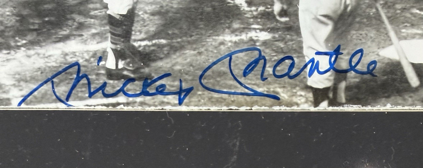 Mickey Mantle Signed 6x8 Original Type 1 Photo Framed Yankees W/Pin HOF Auto PSA
