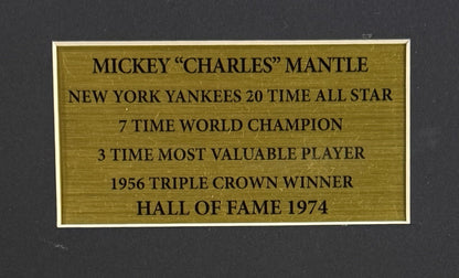 Mickey Mantle Signed 6x8 Original Type 1 Photo Framed Yankees W/Pin HOF Auto PSA