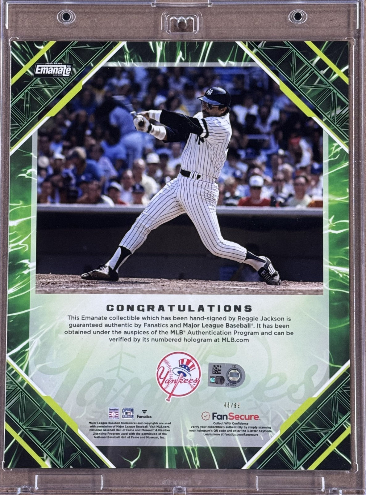 Under Wraps Reggie Jackson Signed 8x10 Emanate Photo /99 Yankees Auto MLB Holo