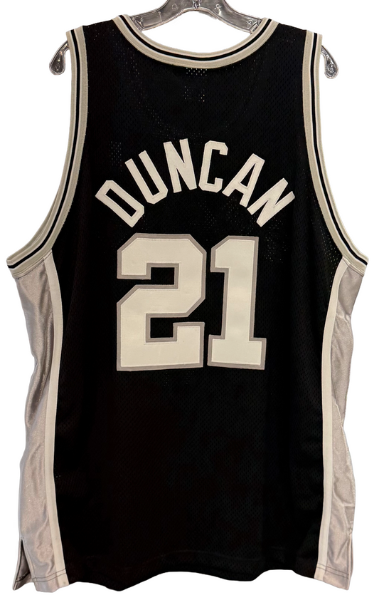 Tim Duncan Spurs #21 Black Nike NBA Authentic Jersey Vintage sz 52 XXL Rare