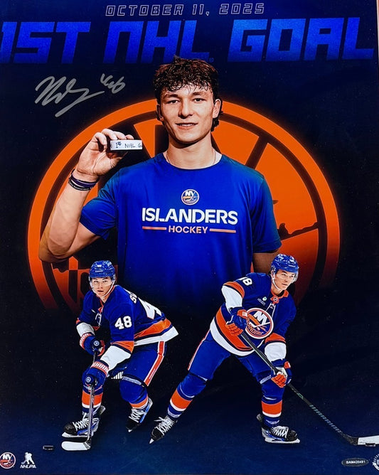 Matthew Schaefer Islanders Signed 16x20 Framed 1st NHL Goal Photo Auto UDA COA