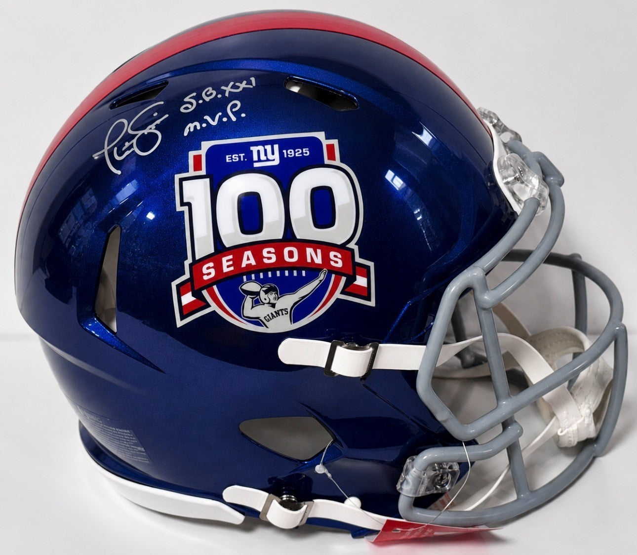 Phill Simms Signed 100th Season Speed Auth Helmet SB MVP Auto Fanatics NY Giants