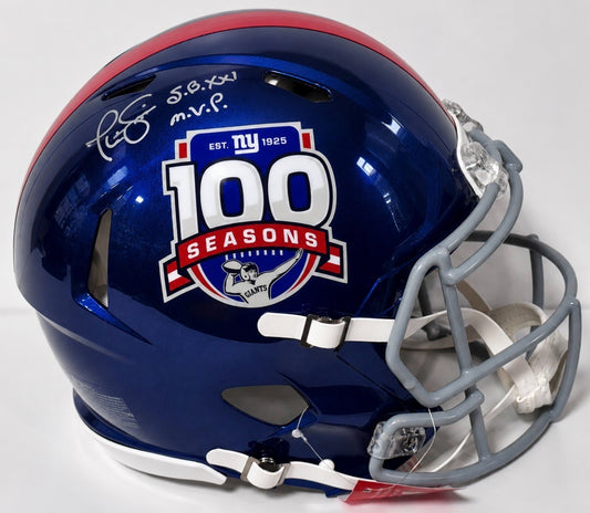 Phill Simms Signed 100th Season Speed Auth Helmet SB MVP Auto Fanatics NY Giants