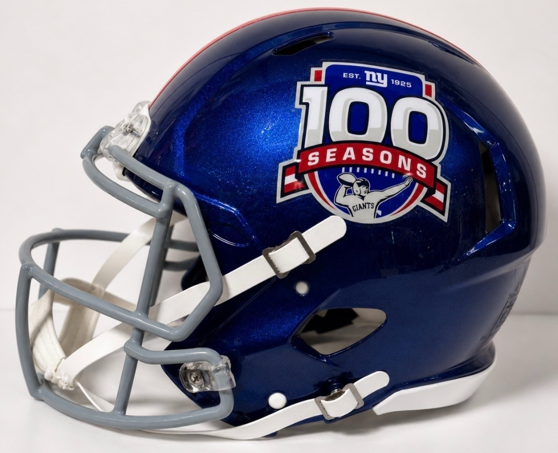 Phill Simms Signed 100th Season Speed Auth Helmet SB MVP Auto Fanatics NY Giants