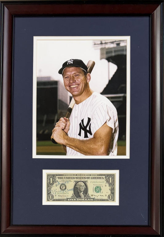 Mickey Mantle Yankees Signed 1963 Dollar Bill Framed 8x10 Photo Thanks Auto JSA