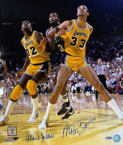 Magic Johnson Kareem Abdul Jabbar Signed 16x20 Photo Framed Lakers Auto Steiner