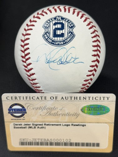 Derek Jeter Signed Official Retirement #2 Captain Logo Baseball Steiner MLB  HOF