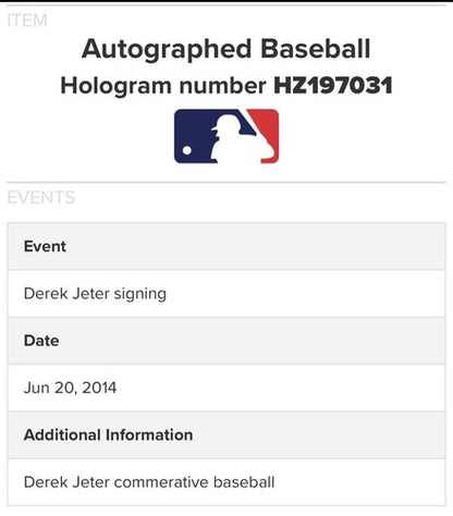 Derek Jeter Signed Official Retirement #2 Captain Logo Baseball Steiner MLB  HOF